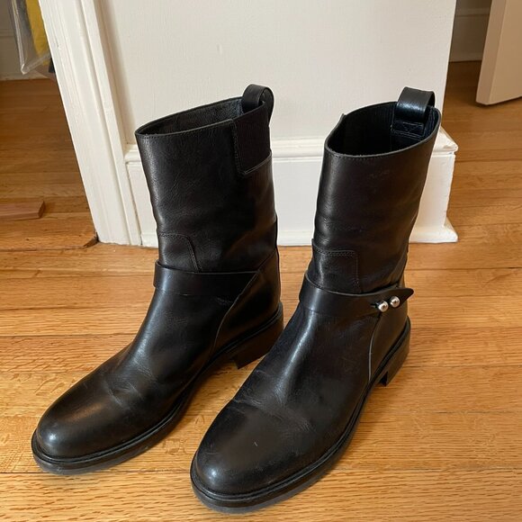 Rag & Bone Slayton Moto Boot in Black Burnished Leather Size 39.5 - Picture 7 of 7